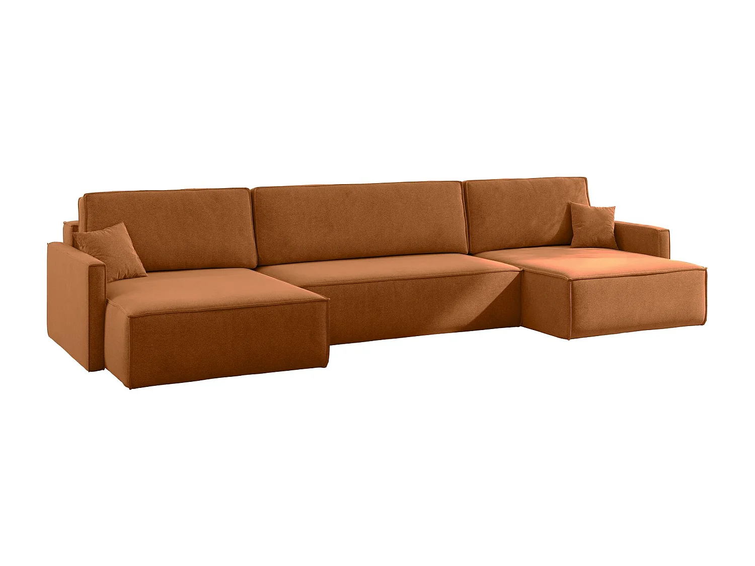 Canapé d'angle en U Carlos avec fonction couchage et coffre de lit, tissu Salvador Brown