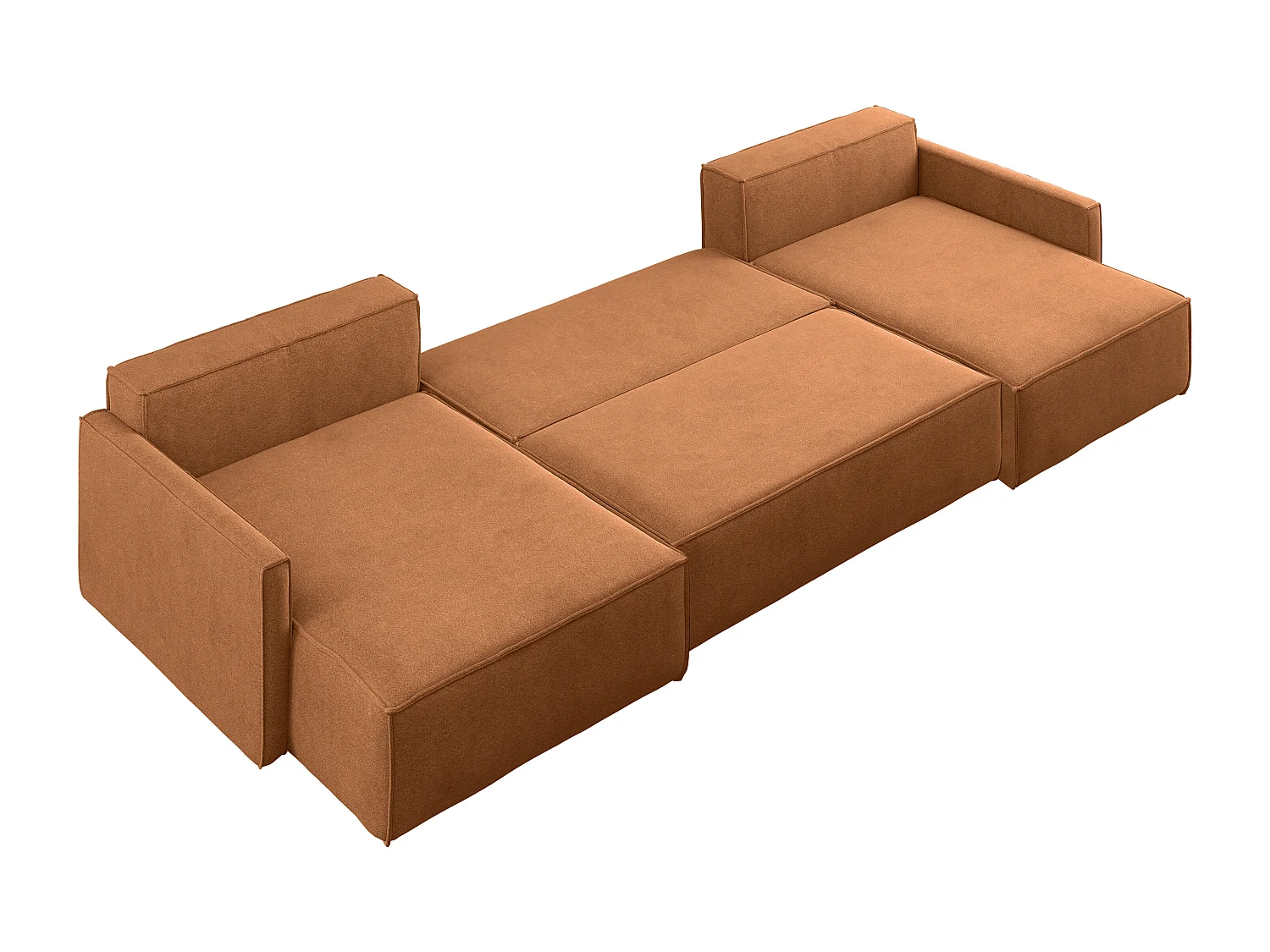 Canapé d'angle en U Carlos avec fonction couchage et coffre de lit, tissu Salvador Brown