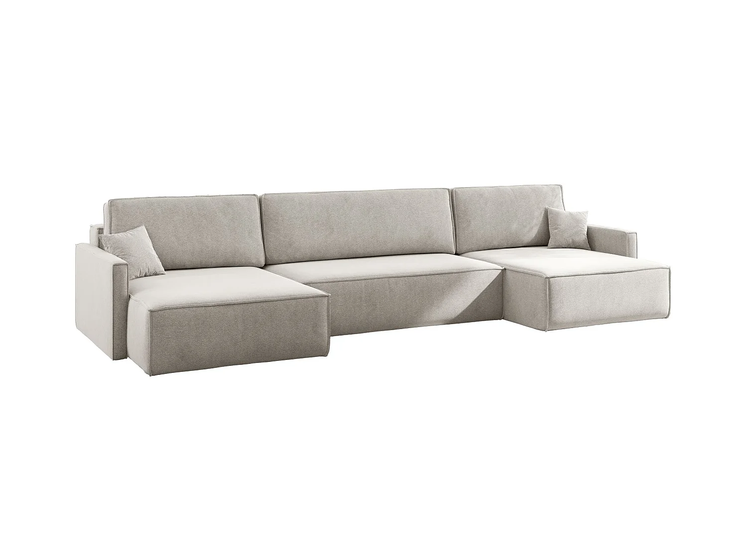 Ecksofa Carlos U-Form Mit Schlaffunktion Und Bettkasten Stoff Salvador Hellgrau