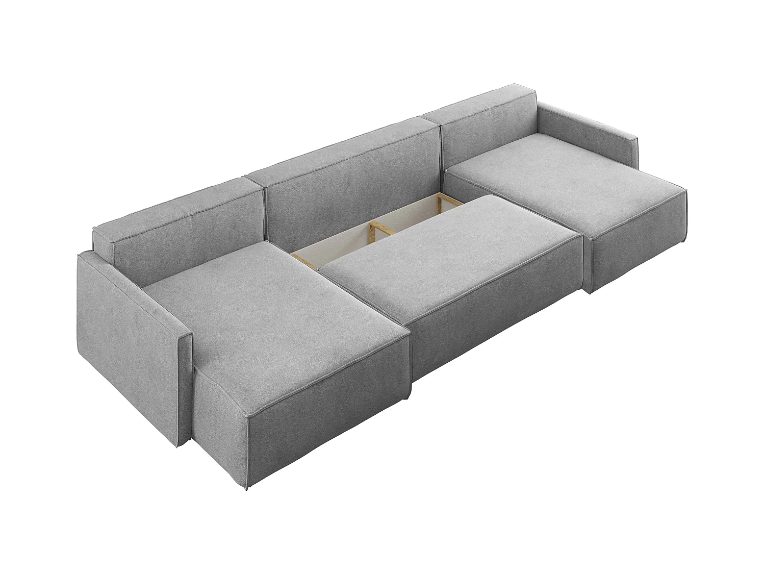 Ecksofa Carlos U-Form Mit Schlaffunktion Und Bettkasten Stoff Salvador Grau