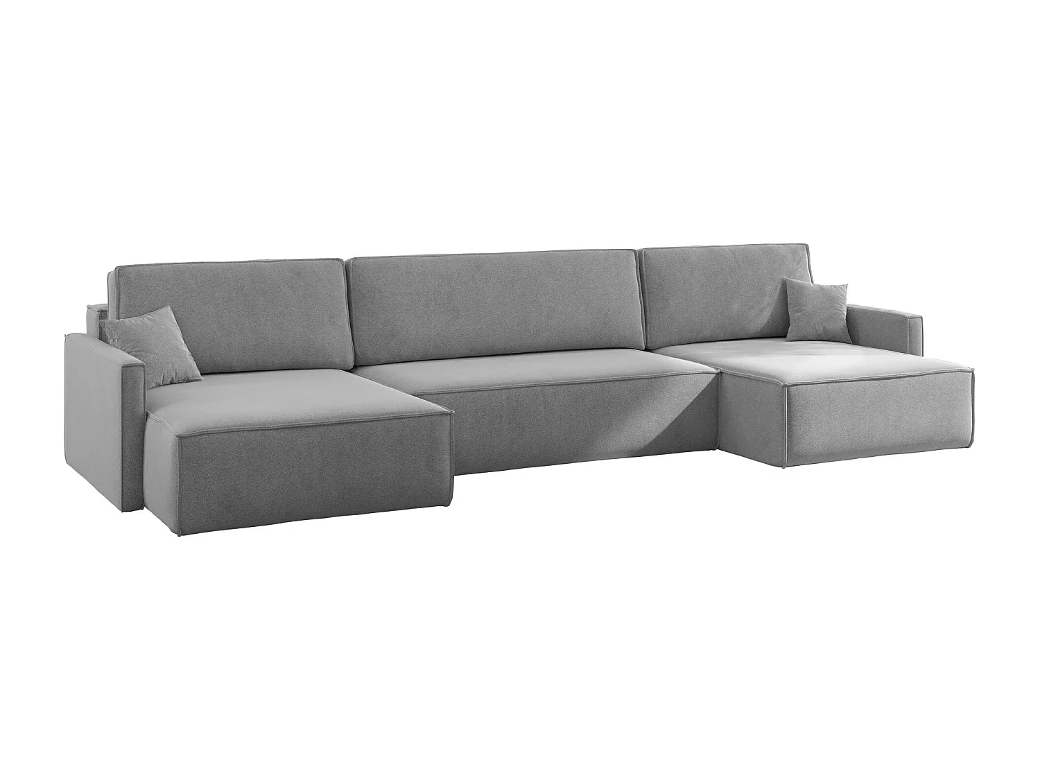 Canapé d'angle en U Carlos avec fonction couchage et coffre de lit, tissu Salvador Grey