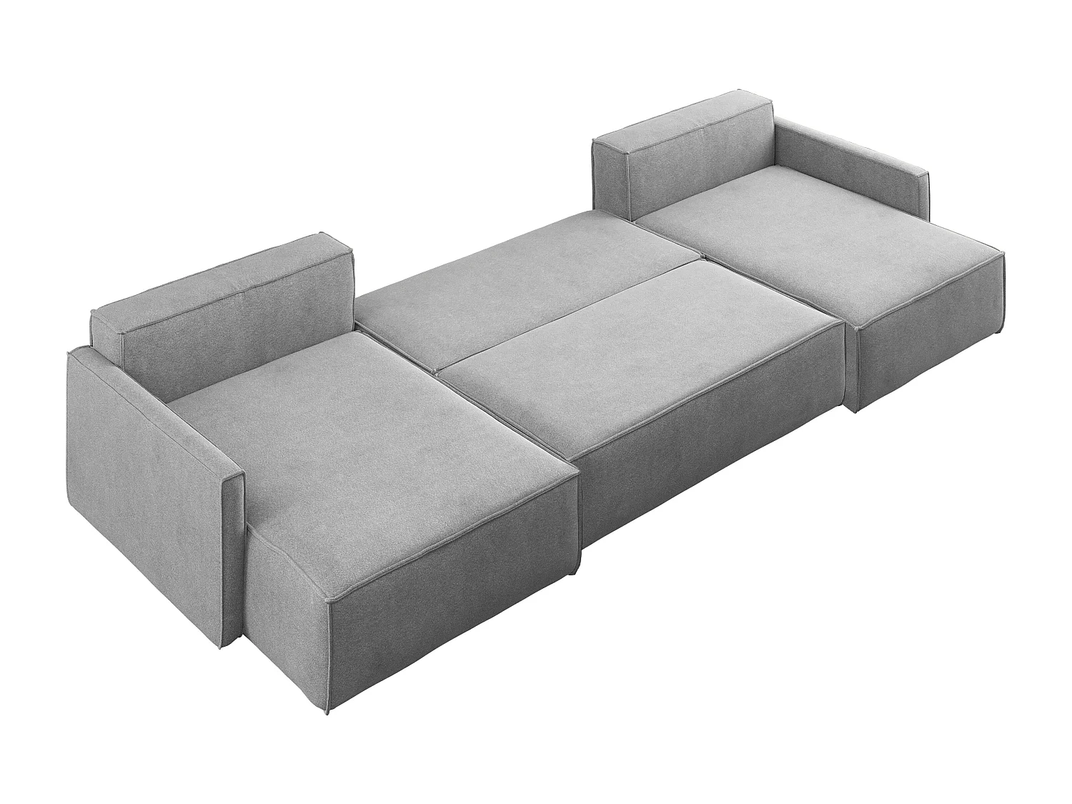 Canapé d'angle en U Carlos avec fonction couchage et coffre de lit, tissu Salvador Grey