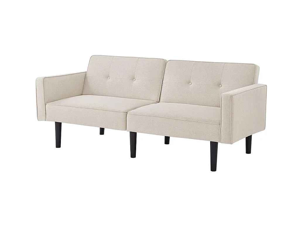 Canapé multifonction 2 en 1 deux places avec méridienne dossiers réglables indépendants ornements métalliques tissu coton lin beige