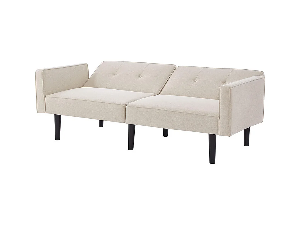 Canapé multifonction 2 en 1 deux places avec méridienne dossiers réglables indépendants ornements métalliques tissu coton lin beige