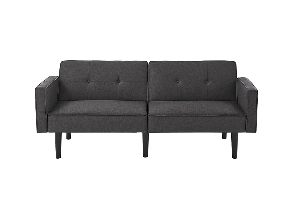 Canapé multifonction 2 en 1 deux places avec méridienne dossiers réglables indépendants ornements métalliques tissu coton lin noir antique