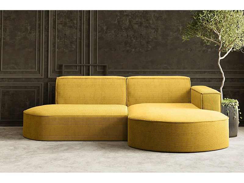 Canapé d'angle Designer MODENA STUDIO tissu Cordon épais Poso Jaune Droit