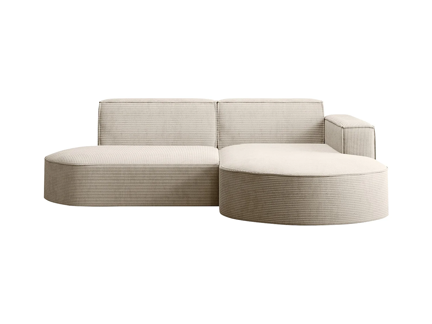 Ecksofa Designer MODENA STUDIO stoff Dicker cord Poso Beige Rechts