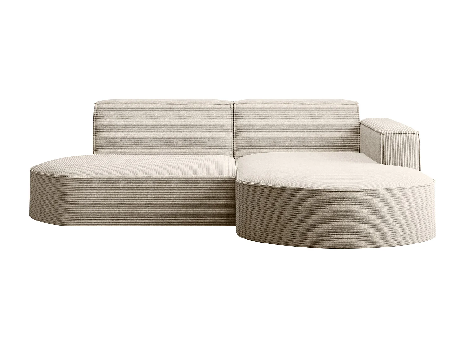 Canapé d'angle Designer MODENA STUDIO tissu Cordon épais Poso Beige Droit