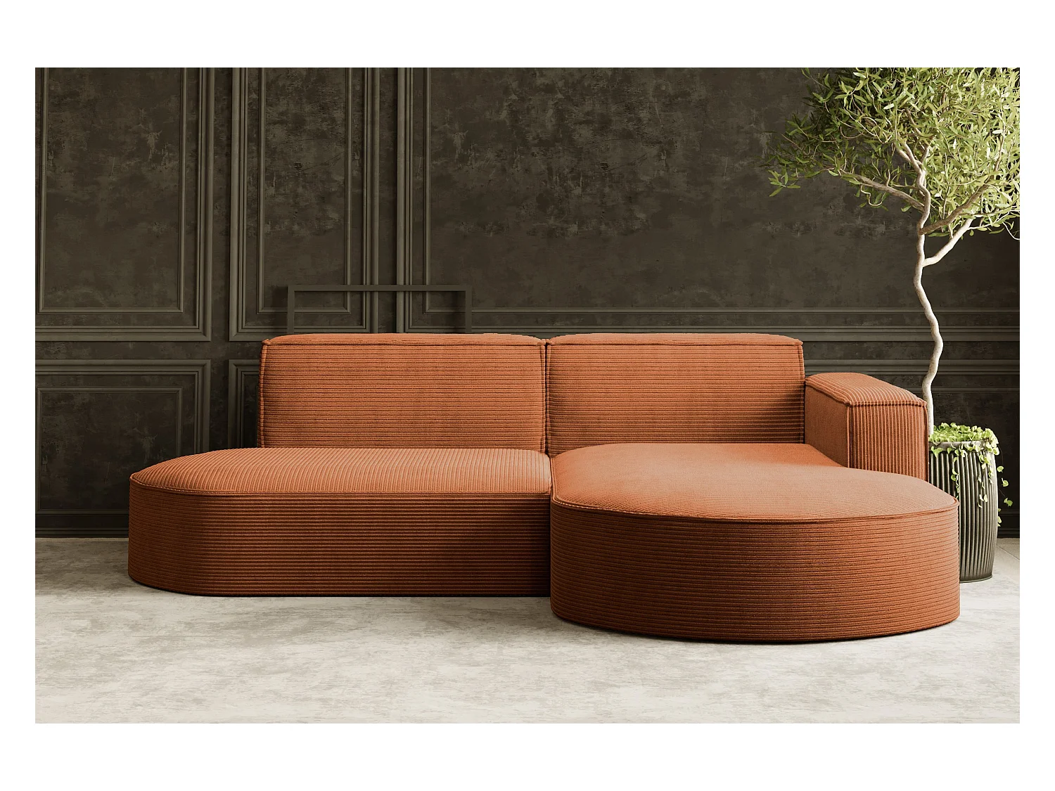 Canapé d'angle Designer MODENA STUDIO tissu Cordon épais Poso Brick Droit