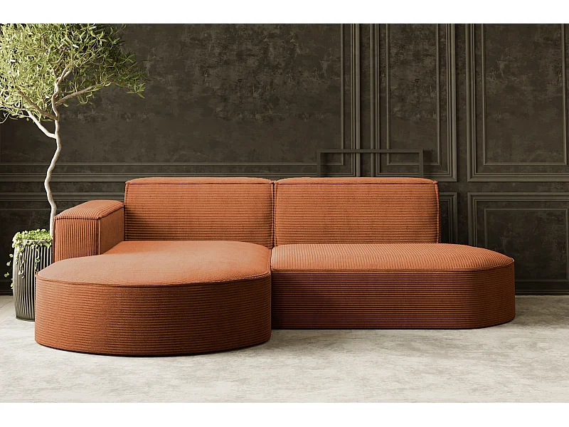 Canapé d'angle Designer MODENA STUDIO tissu Cordon épais Poso Brick Gauche