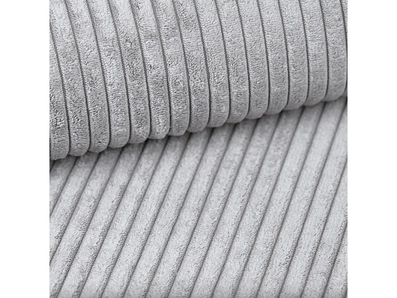 Canapé d'angle Designer MODENA STUDIO tissu Cordon épais Poso Gris Clair Gauche