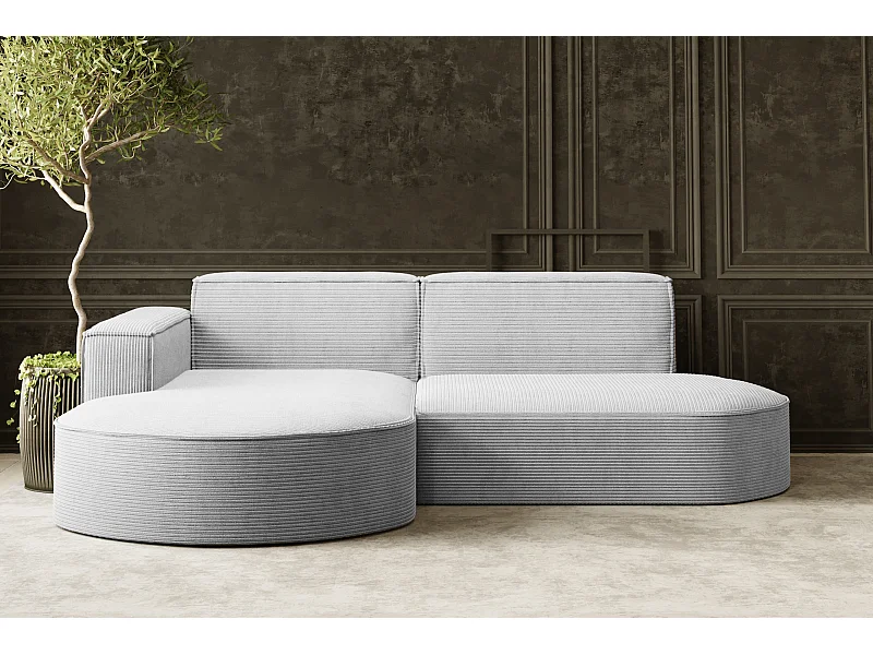 Hoekbank Designer MODENA STUDIO stof Dik koord Poso Lichtgrijs Links