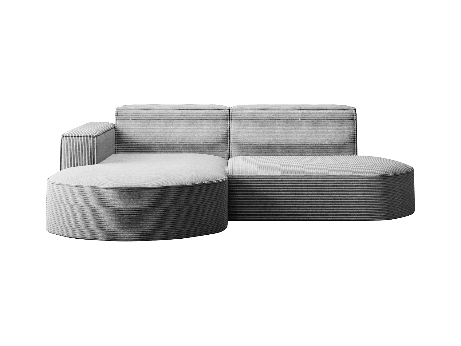 Ecksofa Designer MODENA STUDIO stoff Dicker cord Poso Silber Links