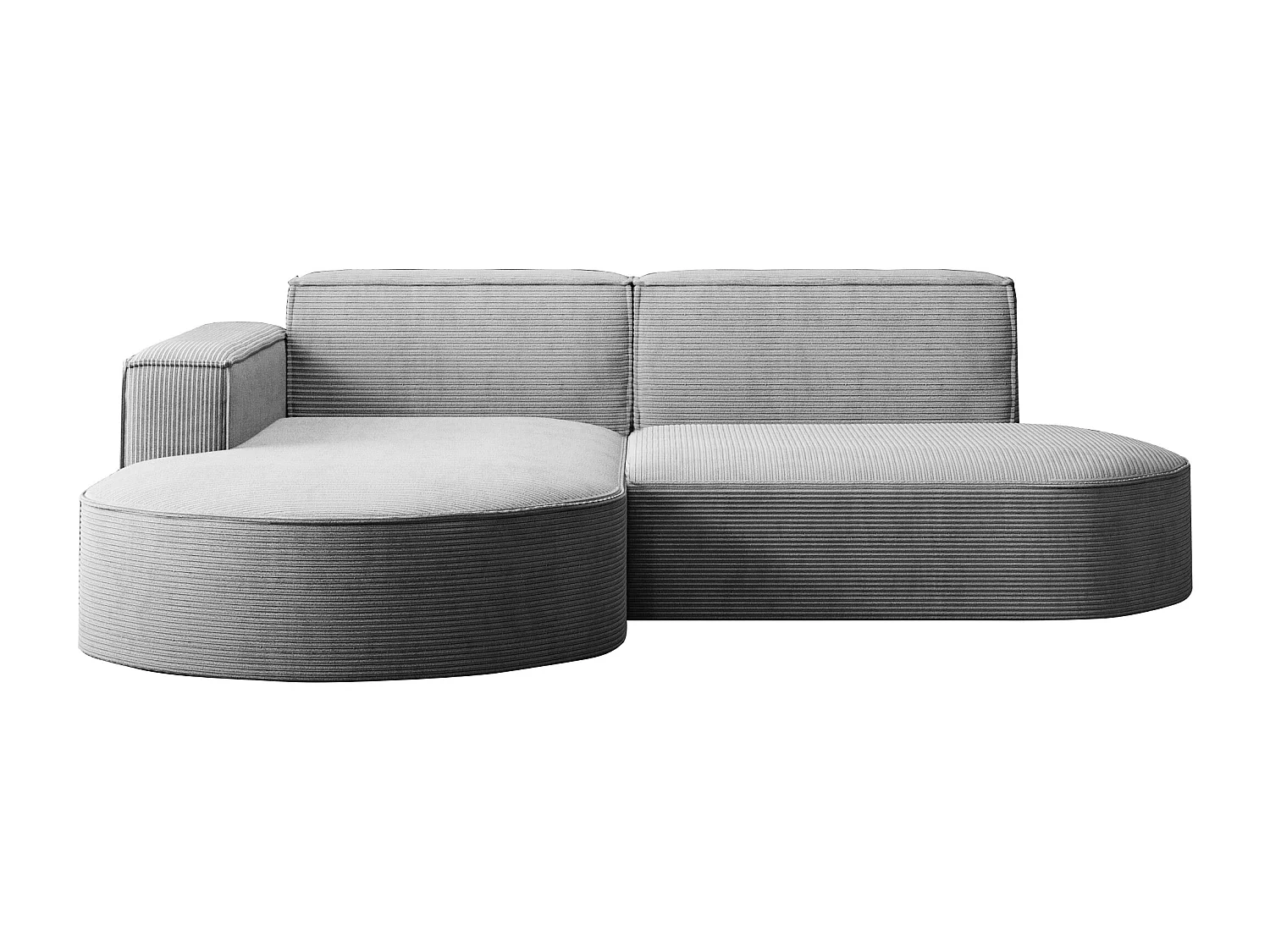 Canapé d'angle Designer MODENA STUDIO tissu Cordon épais Poso Silver Gauche