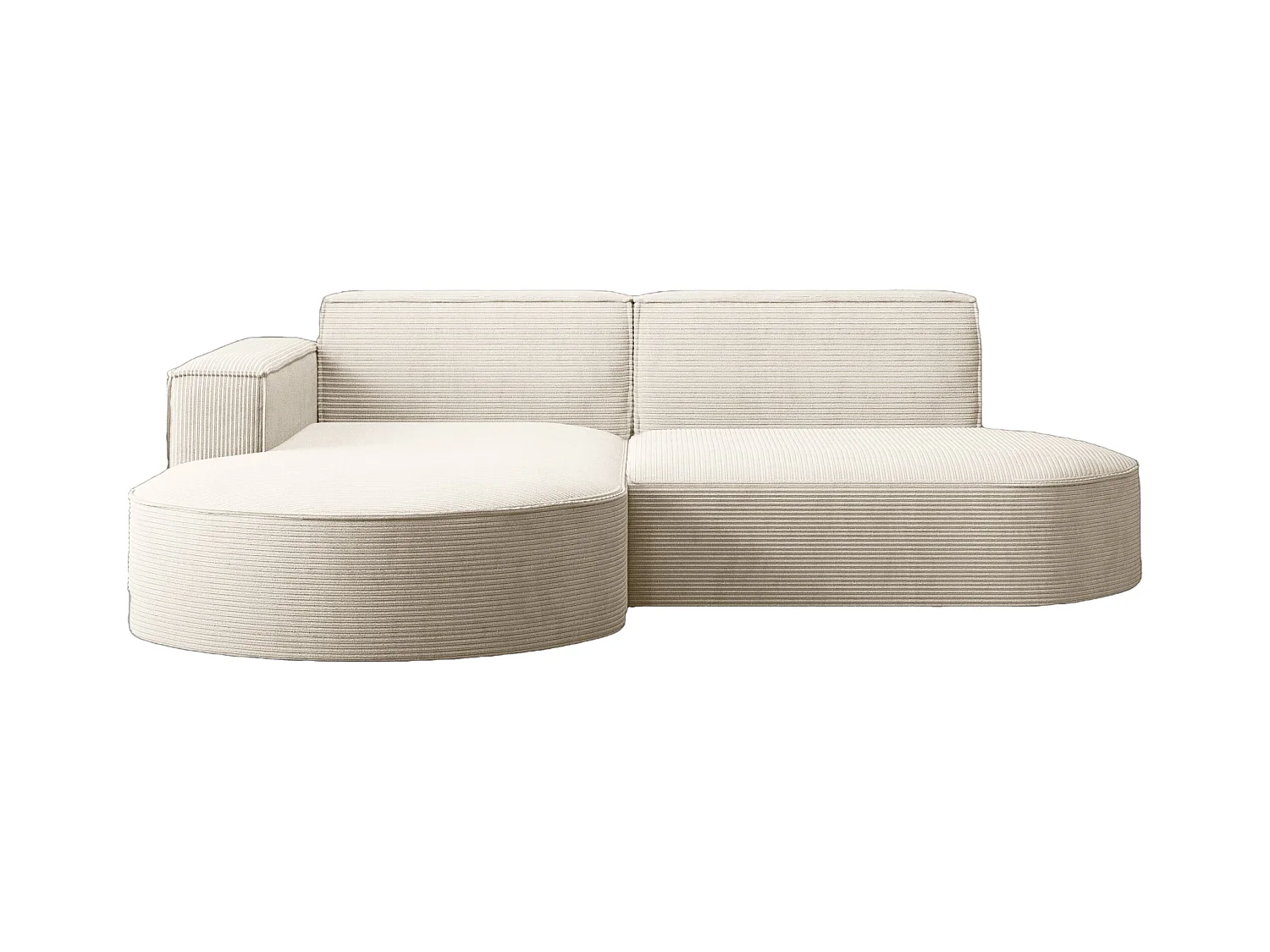 Ecksofa Designer MODENA STUDIO stoff Dicker cord Poso Ecru Links
