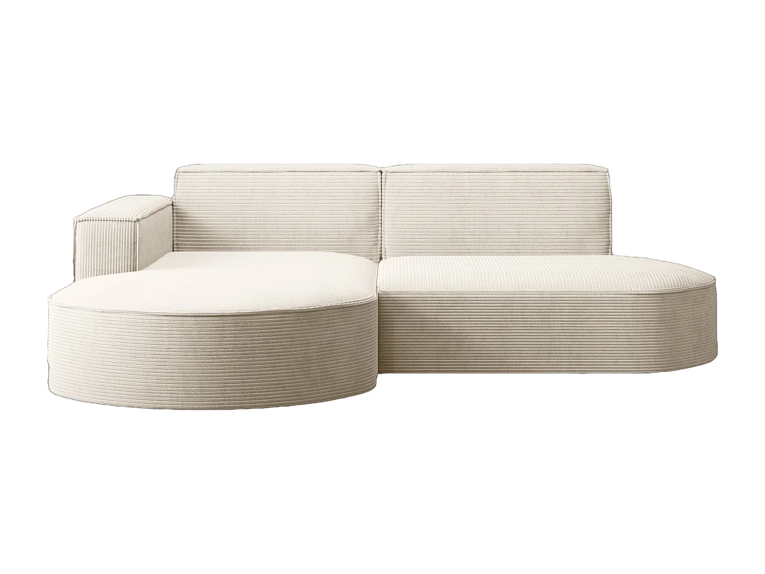 Canapé d'angle Designer MODENA STUDIO tissu Cordon épais Poso Ecru Gauche