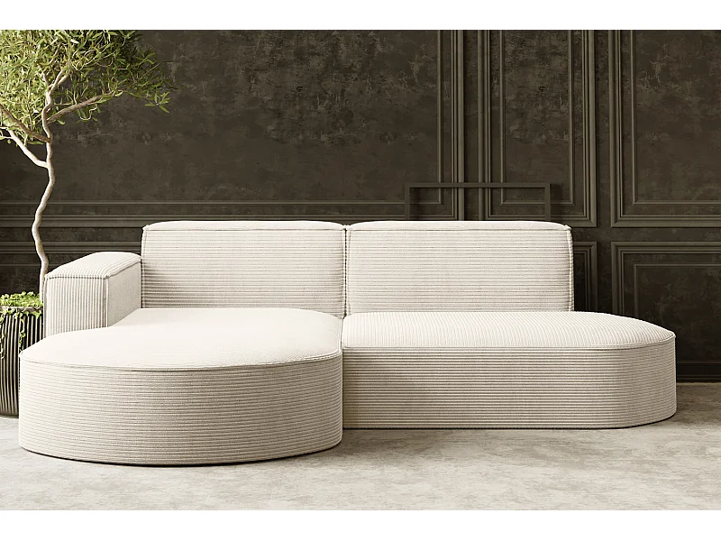 Hoekbank Designer MODENA STUDIO stof Dik koord Poso Ecru Links