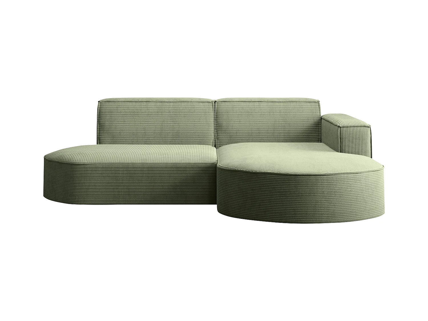 Ecksofa Designer MODENA STUDIO stoff Dicker cord Poso Hellgrün Rechts