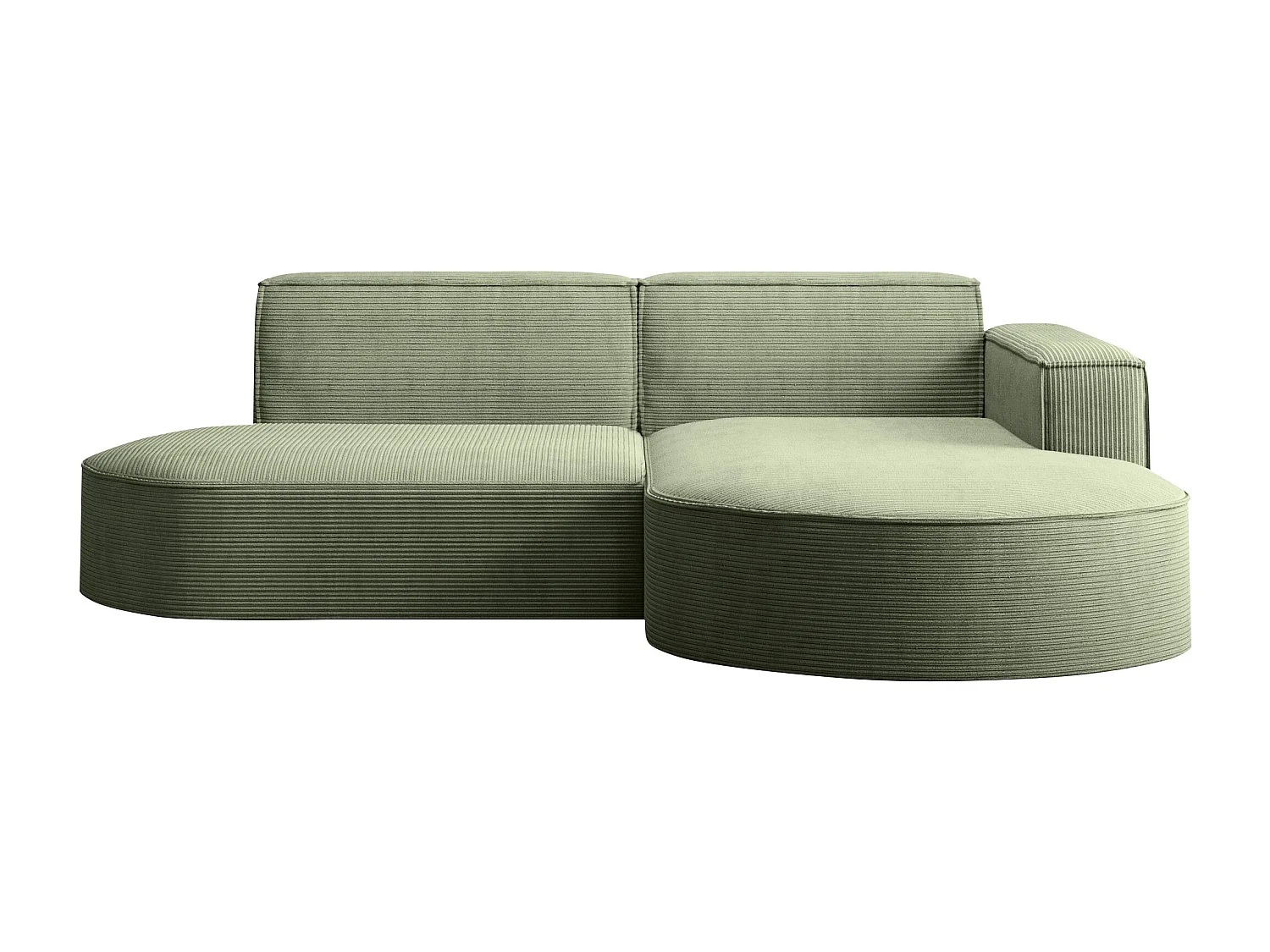 Canapé d'angle Designer MODENA STUDIO tissu Cordon épais Poso Vert Clair Droit