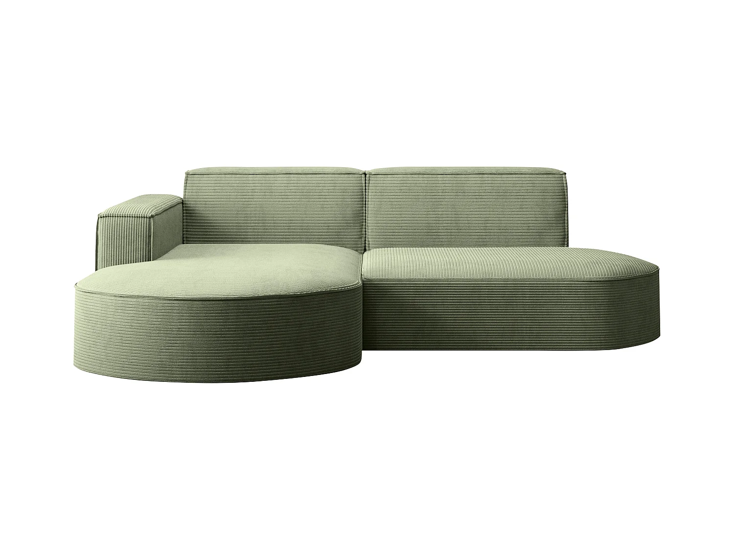 Ecksofa Designer MODENA STUDIO stoff Dicker cord Poso Hellgrün Links