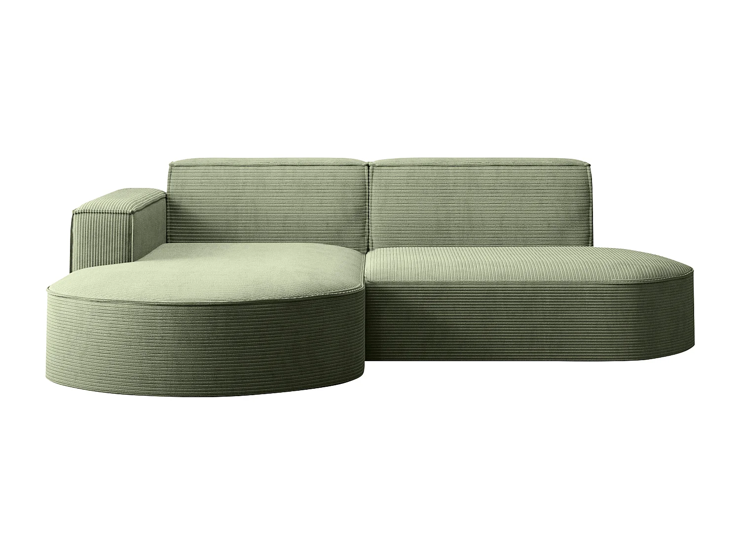 Ecksofa Designer MODENA STUDIO stoff Dicker cord Poso Hellgrün Links