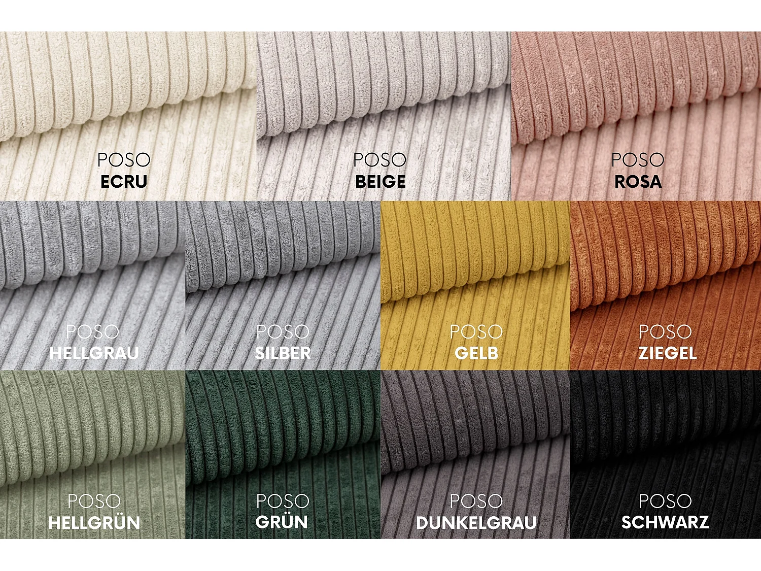 Ecksofa Designer MODENA STUDIO stoff Dicker cord Poso Hellgrün Links