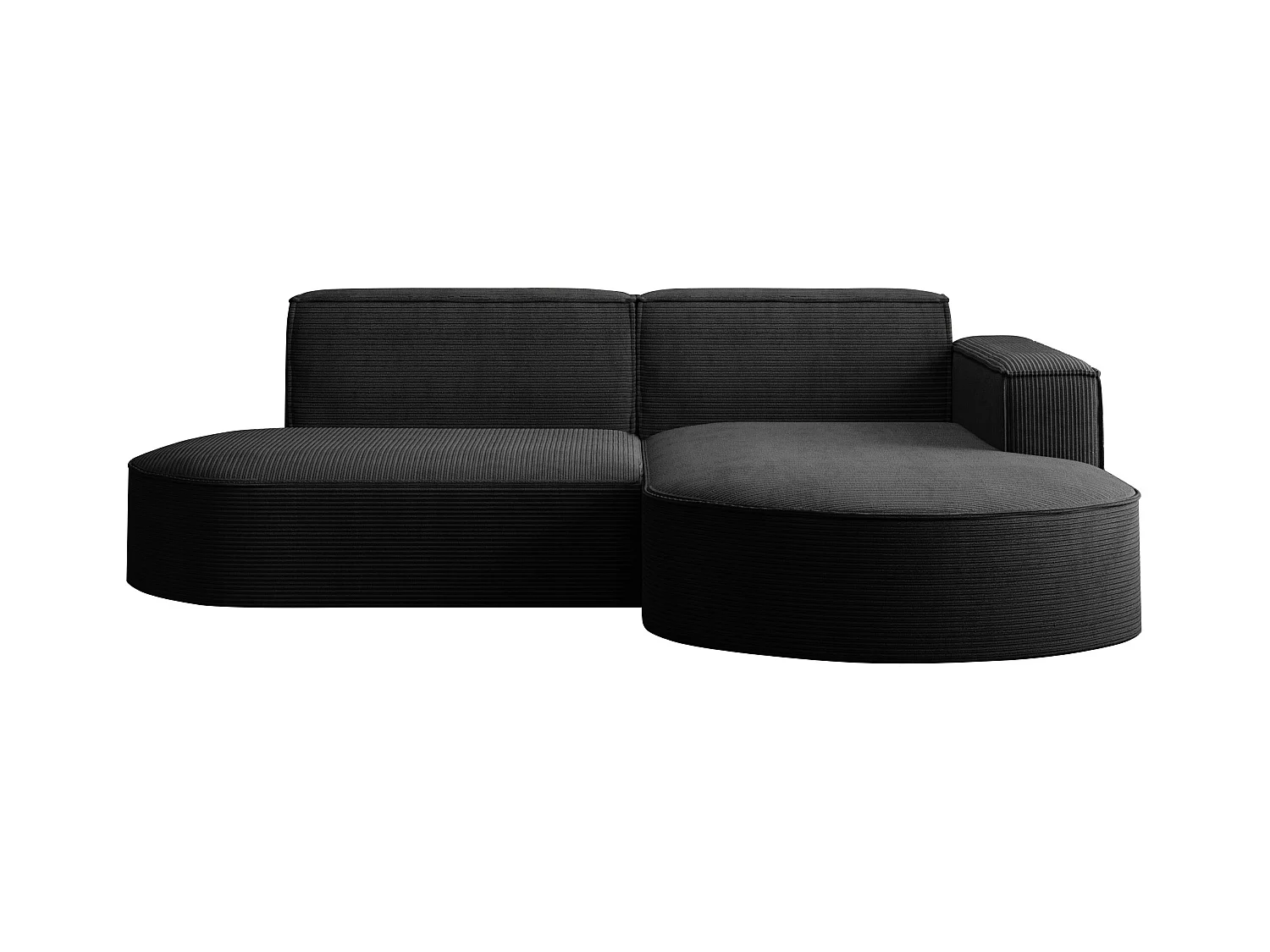 Ecksofa Designer MODENA STUDIO stoff Dicker cord Poso Schwarz Rechts