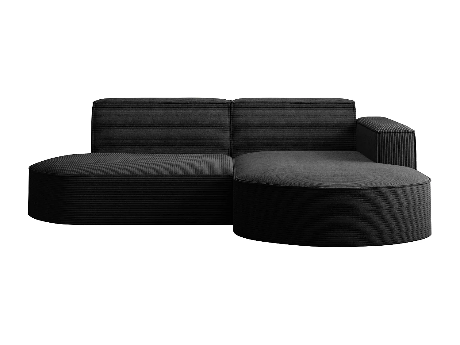 Ecksofa Designer MODENA STUDIO stoff Dicker cord Poso Schwarz Rechts