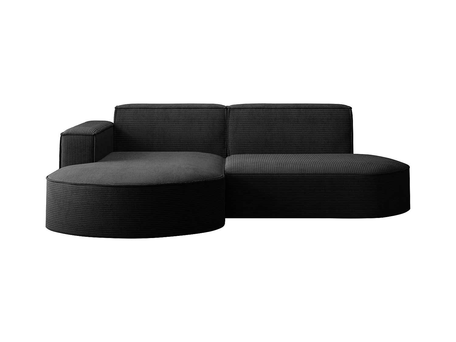 Ecksofa Designer MODENA STUDIO stoff Dicker cord Poso Schwarz Links