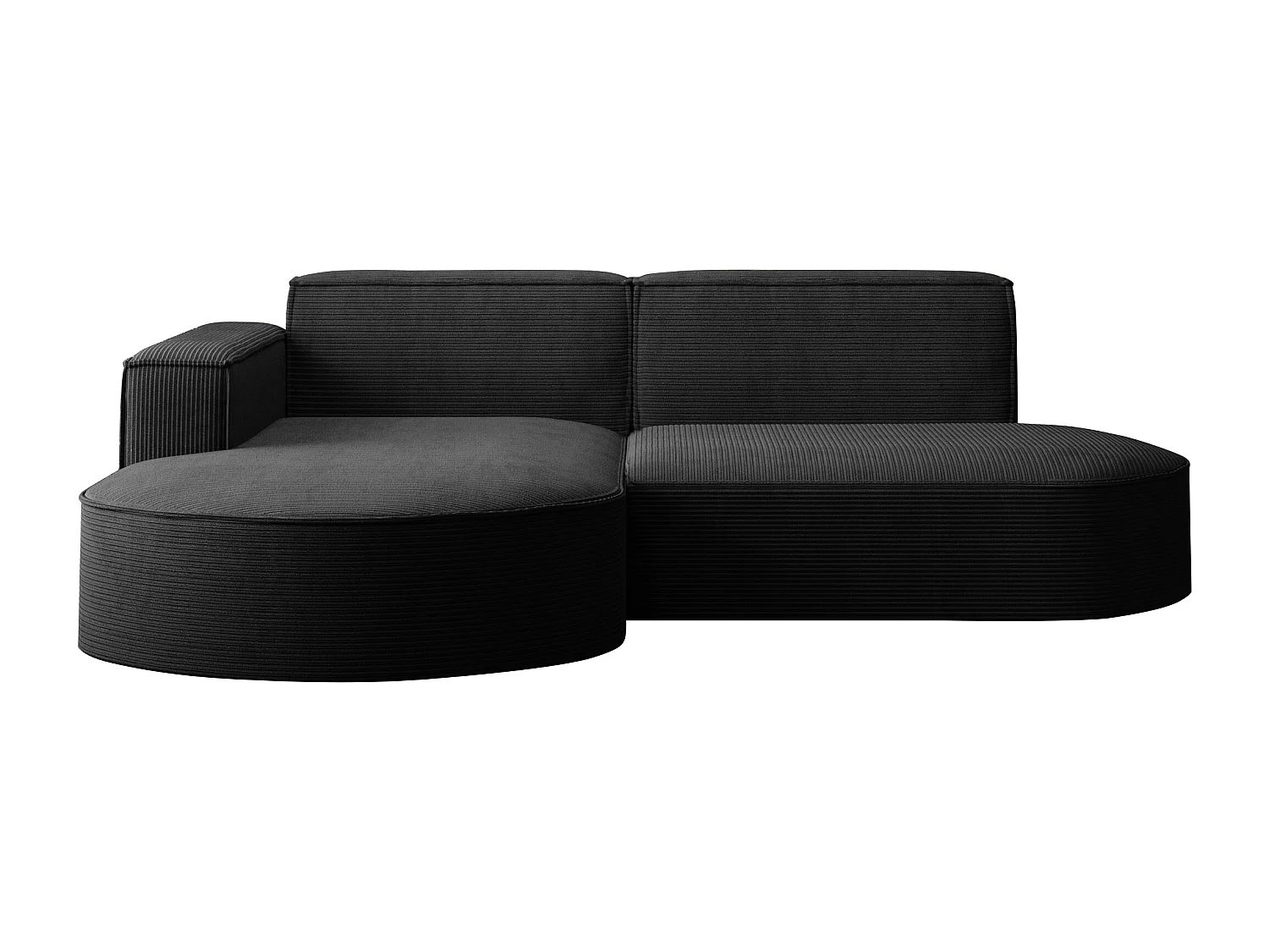 Canapé d'angle Designer MODENA STUDIO tissu Cordon épais Poso Noir Gauche