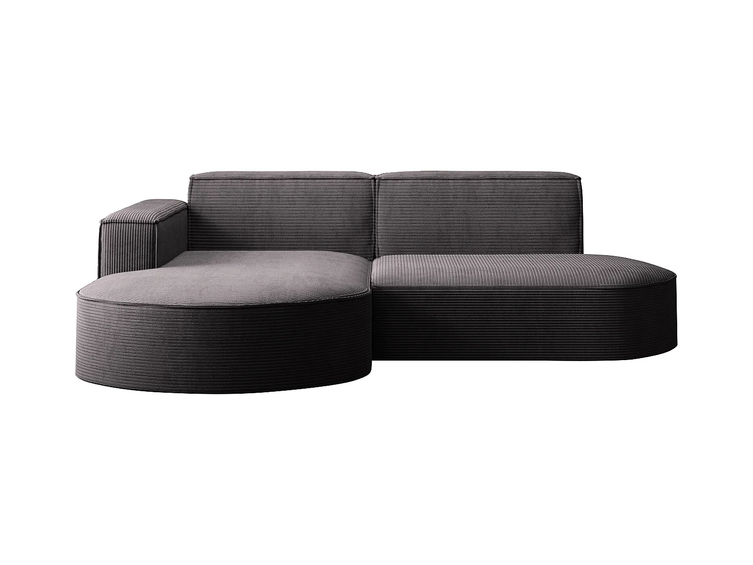 Ecksofa Designer MODENA STUDIO stoff Dicker cord Poso Dunkelgrau Links