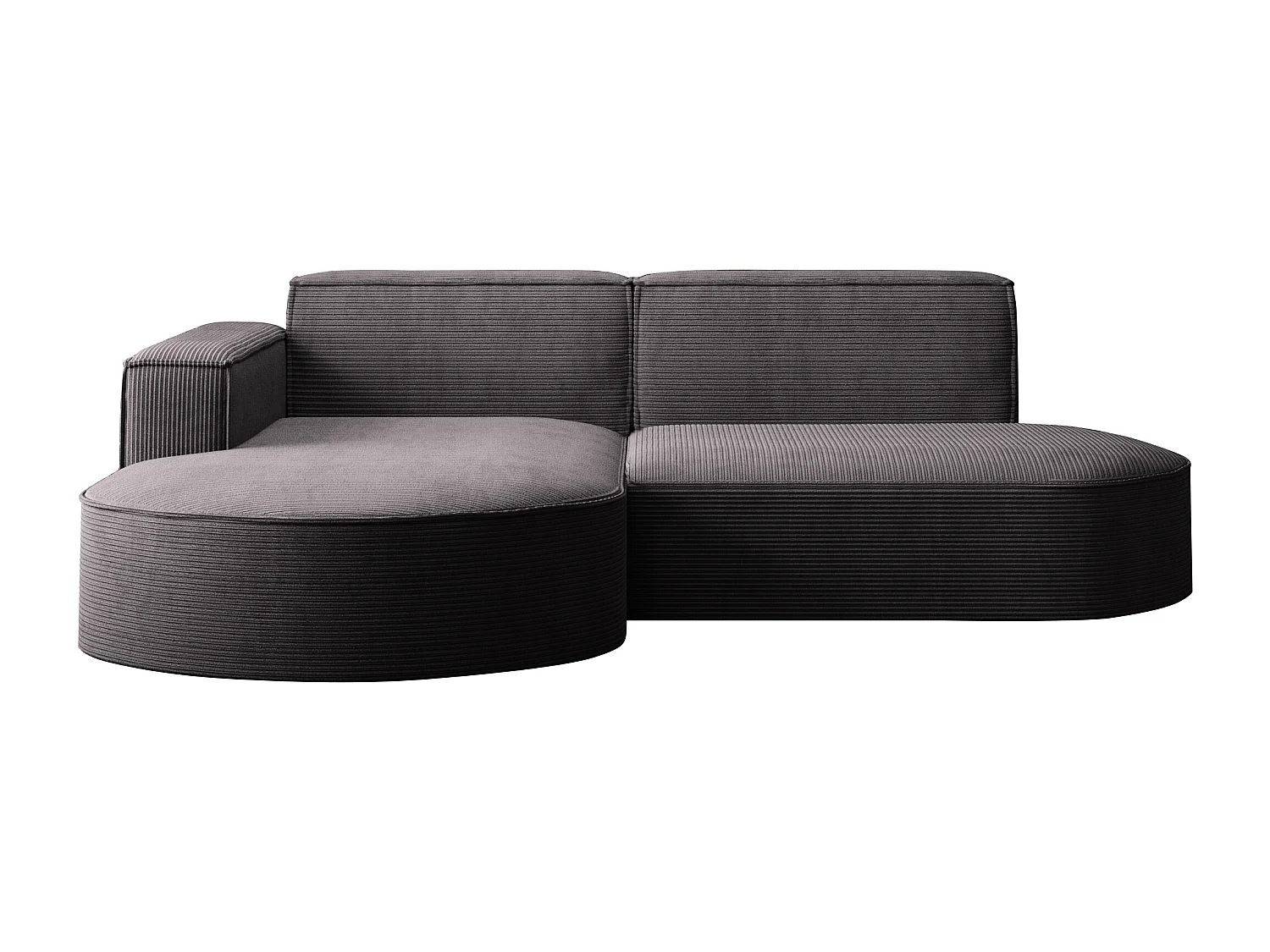 Canapé d'angle Designer MODENA STUDIO tissu Cordon épais Poso Gris Foncé Gauche