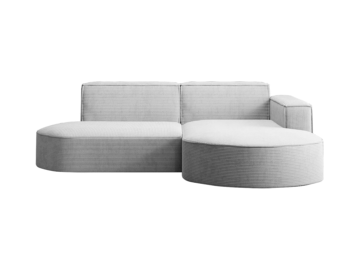 Ecksofa Designer MODENA STUDIO stoff Dicker cord Poso Hellgrau Rechts