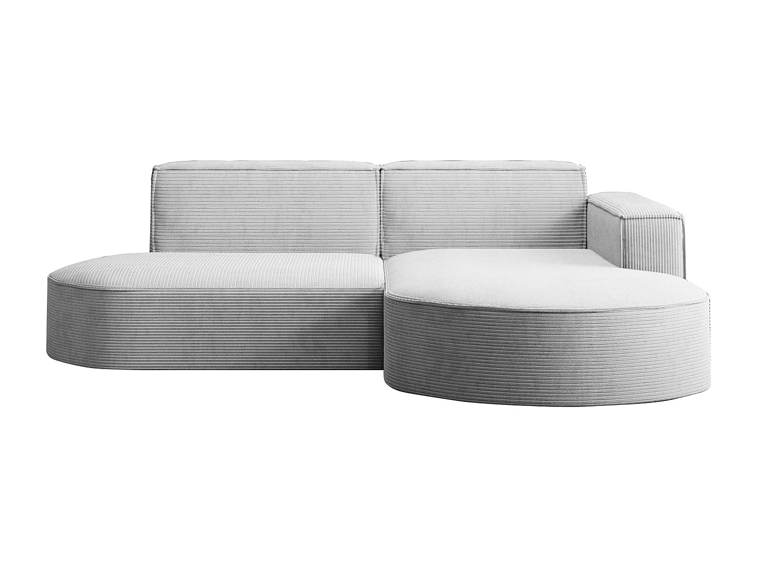 Canapé d'angle Designer MODENA STUDIO tissu Cordon épais Poso Gris Clair Droit