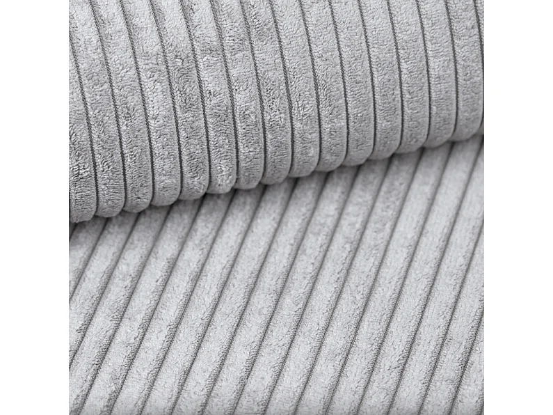 Canapé d'angle Designer MODENA STUDIO tissu Cordon épais Poso Gris Clair Droit