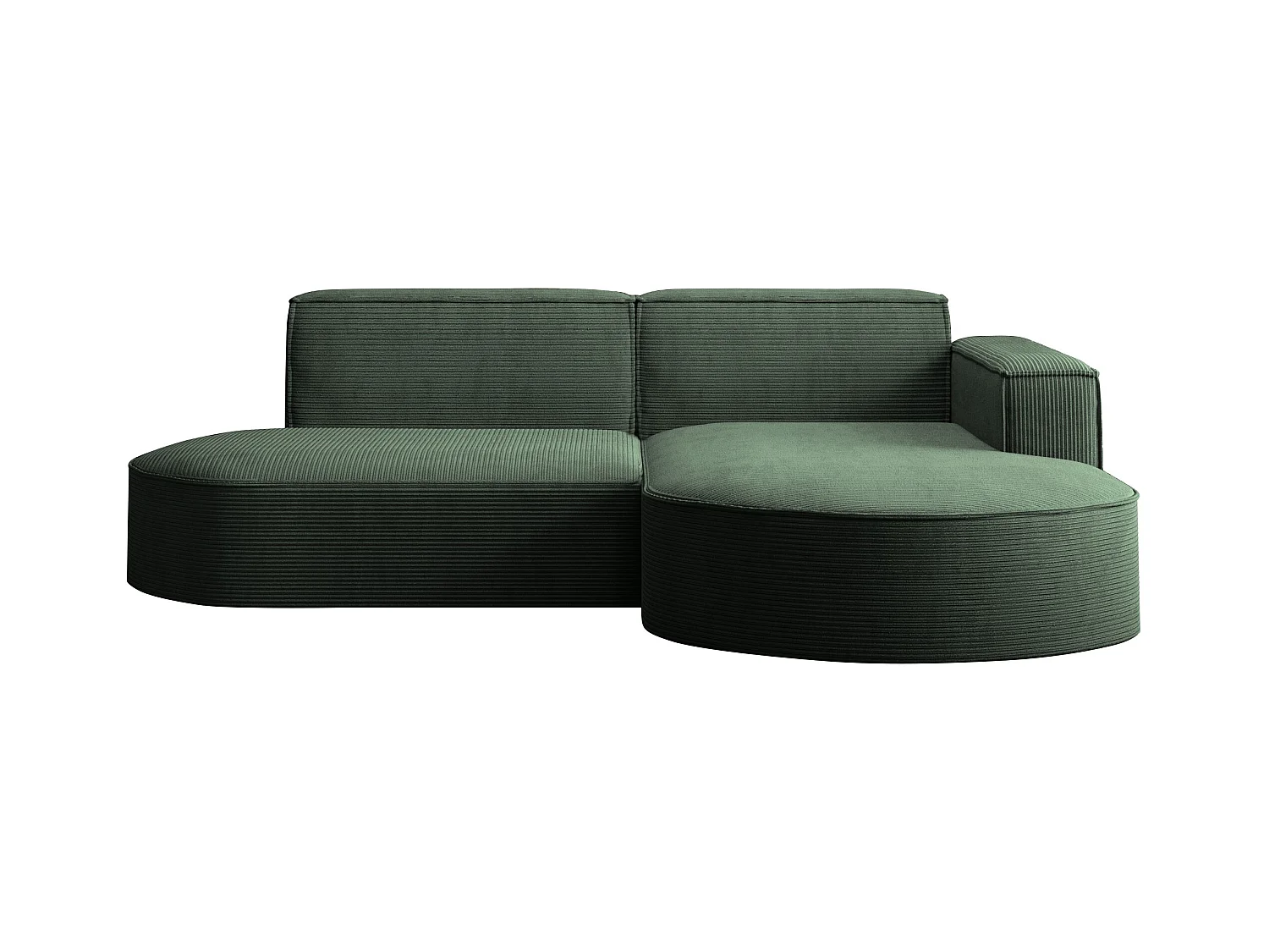 Ecksofa Designer MODENA STUDIO stoff Dicker cord Poso Dunkelgrün Rechts