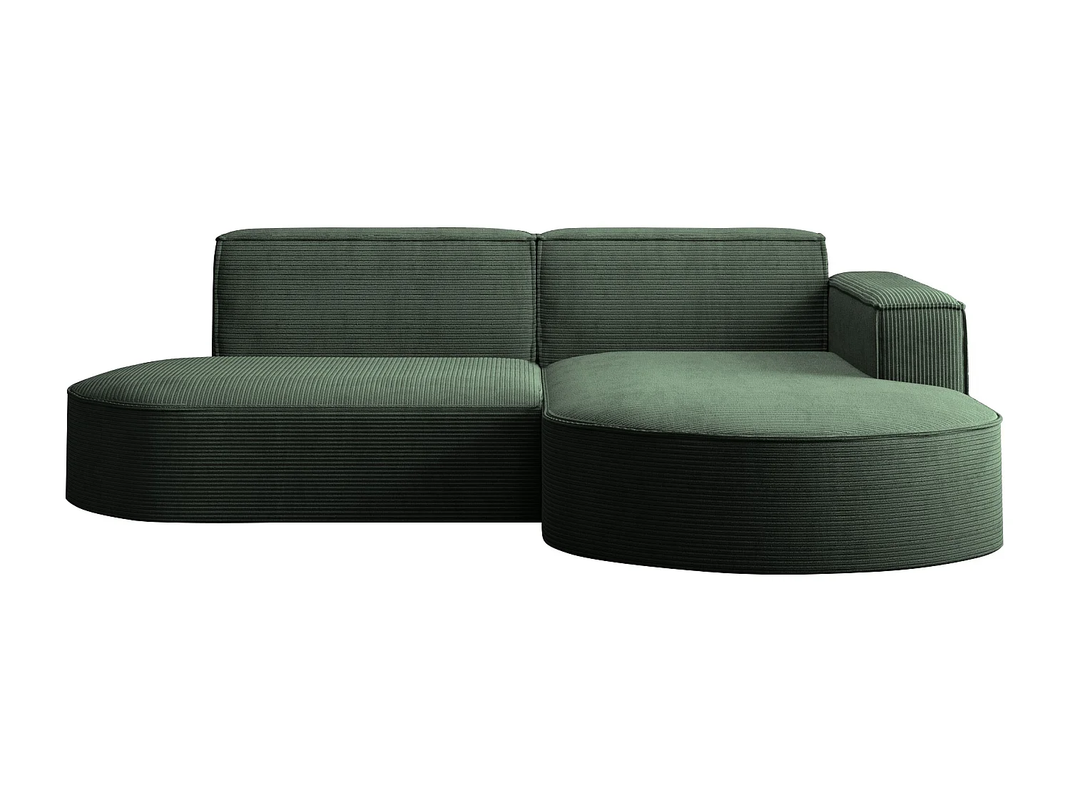 Canapé d'angle Designer MODENA STUDIO tissu Cordon épais Poso Vert Foncé Droit