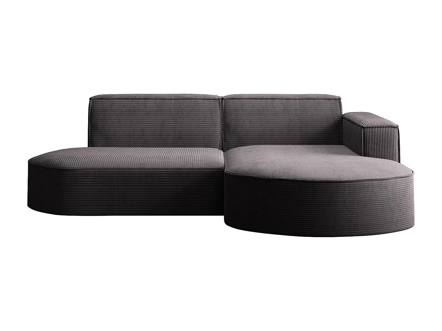 Canapé d'angle Designer MODENA STUDIO tissu Cordon épais Poso Gris Foncé Droit