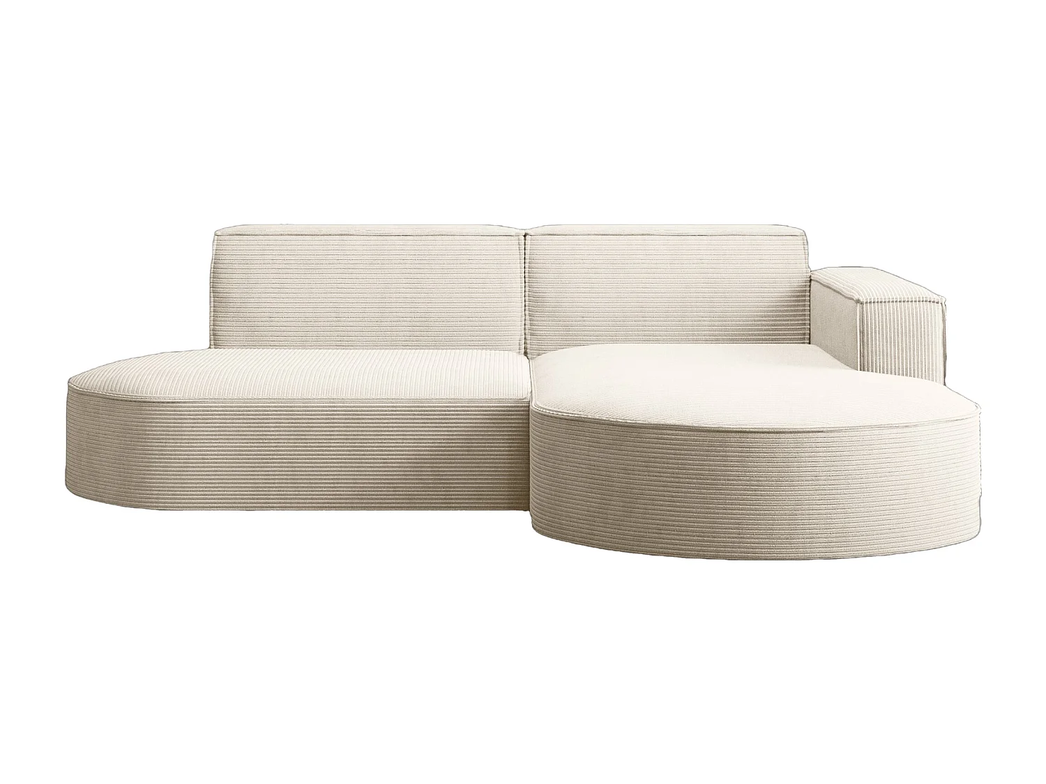 Canapé d'angle Designer MODENA STUDIO tissu Cordon épais Poso Ecru Droit