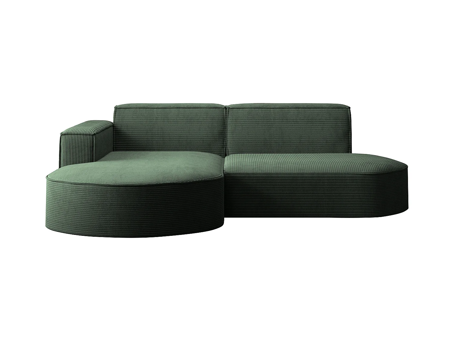 Ecksofa Designer MODENA STUDIO stoff Dicker cord Poso Dunkelgrün Links