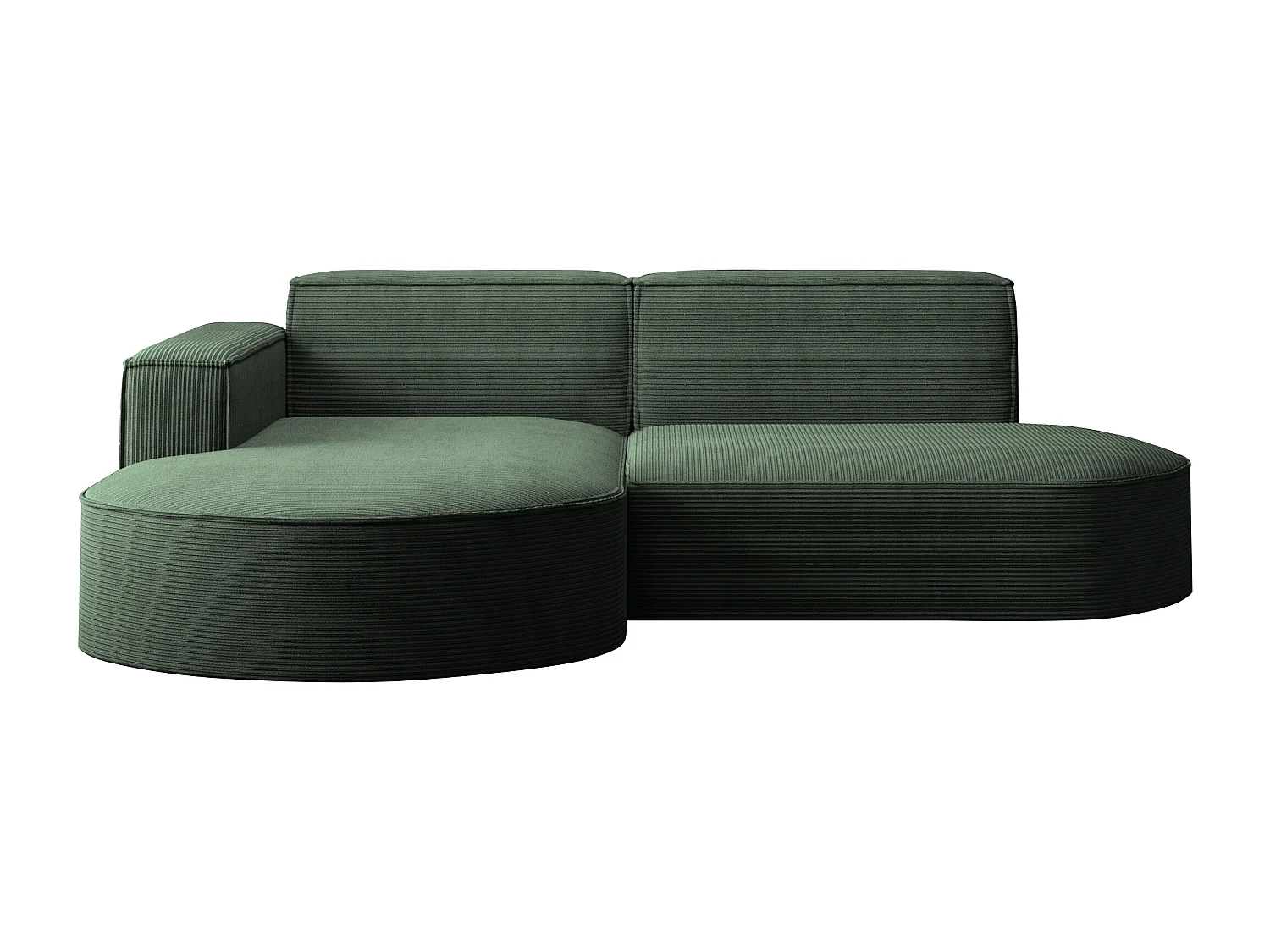 Canapé d'angle Designer MODENA STUDIO tissu Cordon épais Poso Vert Foncé Gauche