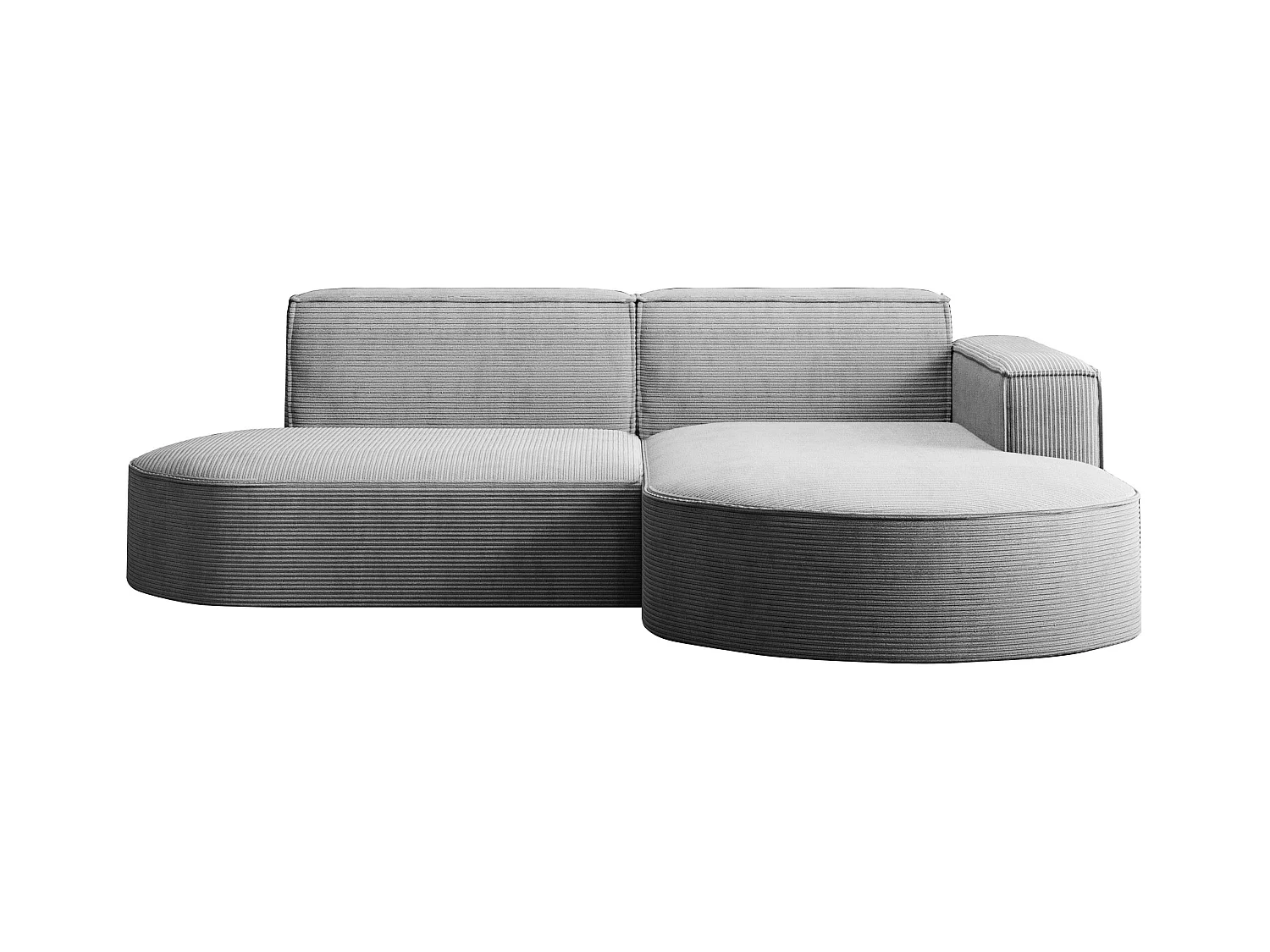 Ecksofa Designer MODENA STUDIO stoff Dicker cord Poso Silber Rechts