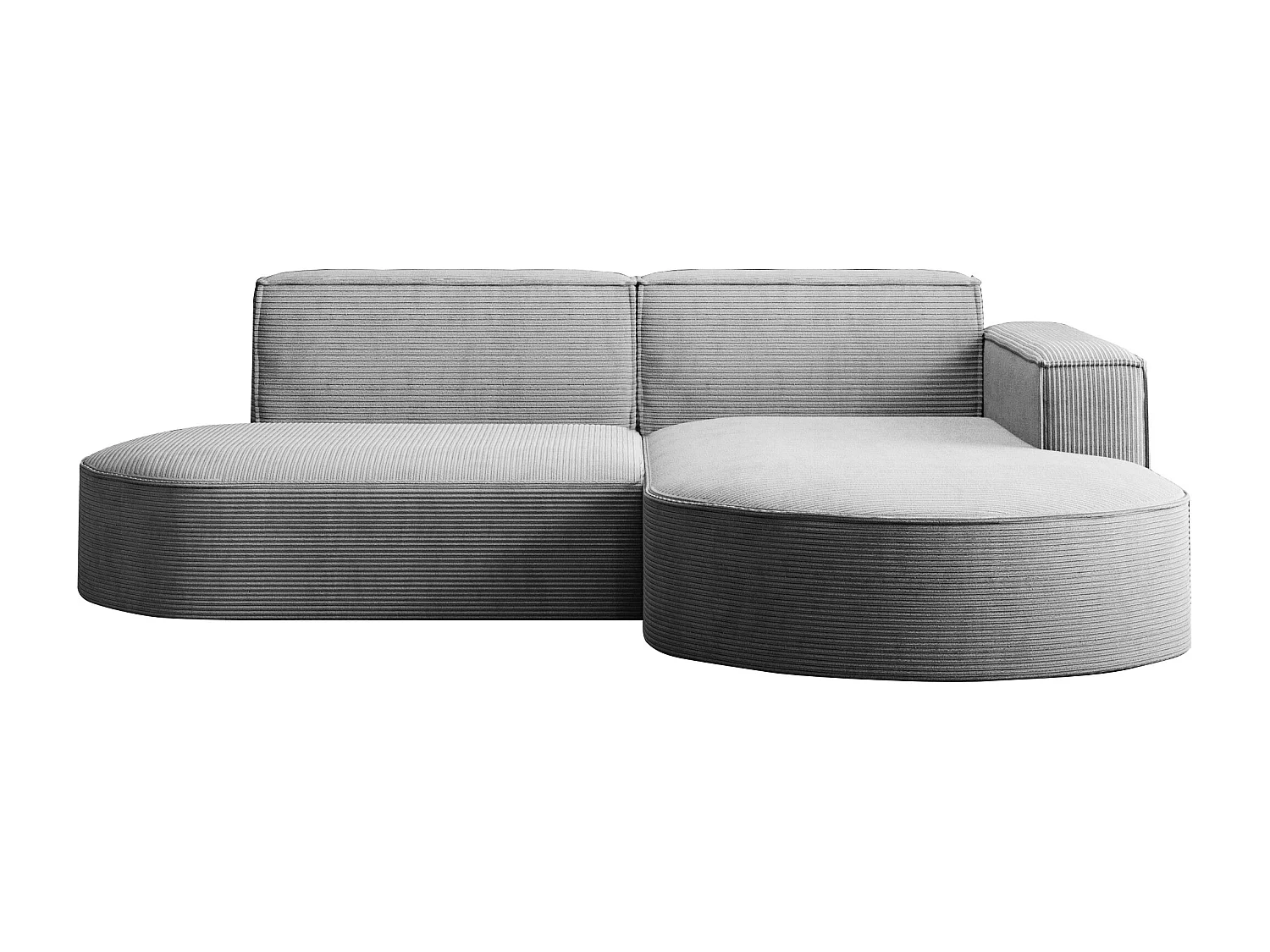 Canapé d'angle Designer MODENA STUDIO tissu Cordon épais Poso Silver Droit