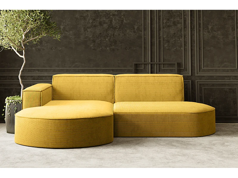 Ecksofa Designer MODENA STUDIO stoff Dicker cord Poso Gelb Links