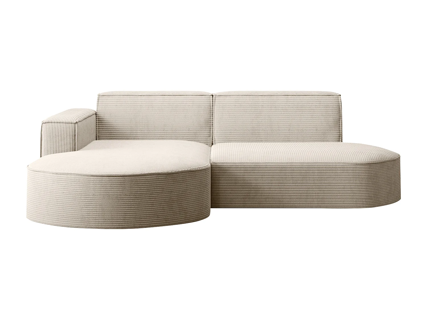 Canapé d'angle Designer MODENA STUDIO tissu Cordon épais Poso Beige Gauche