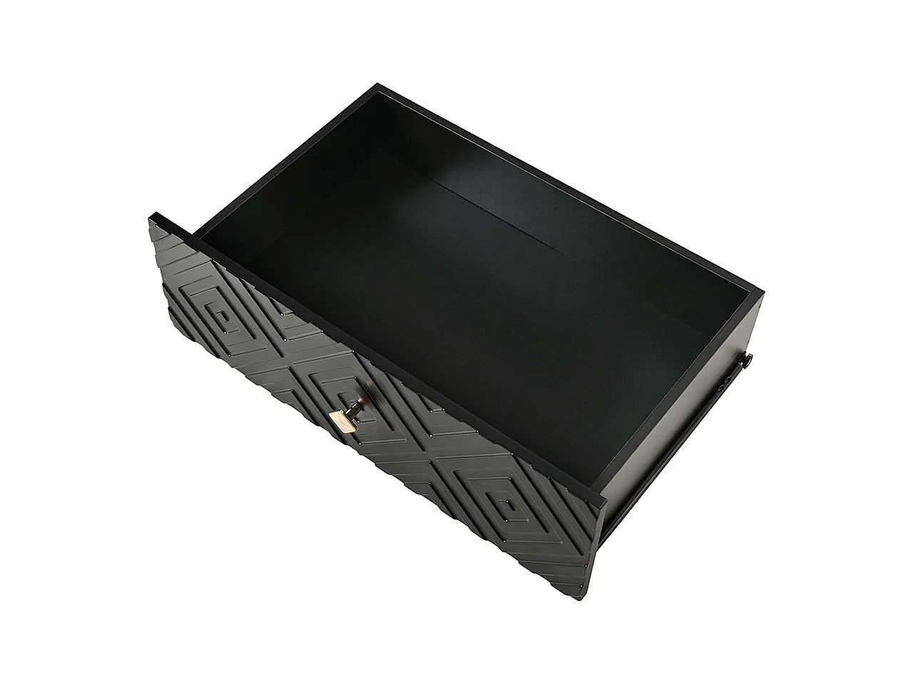 Commode moderne 6 tiroirs pieds en métal pour chambre et salon noir et doré design élégant