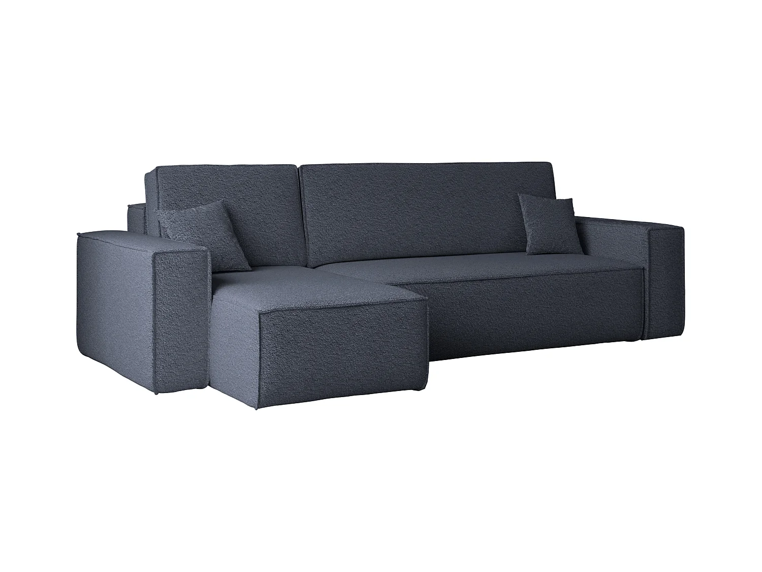 Ecksofa mit schlaffunktion und bettkasten, Ecksofa L-Form, Eckcouch L-Form BEST stoff Abriamo Dunkelblau Links
