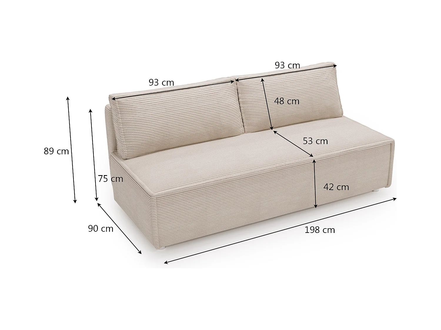 Canapé convertible DUO Poso en tissu - plusieurs coloris Beige