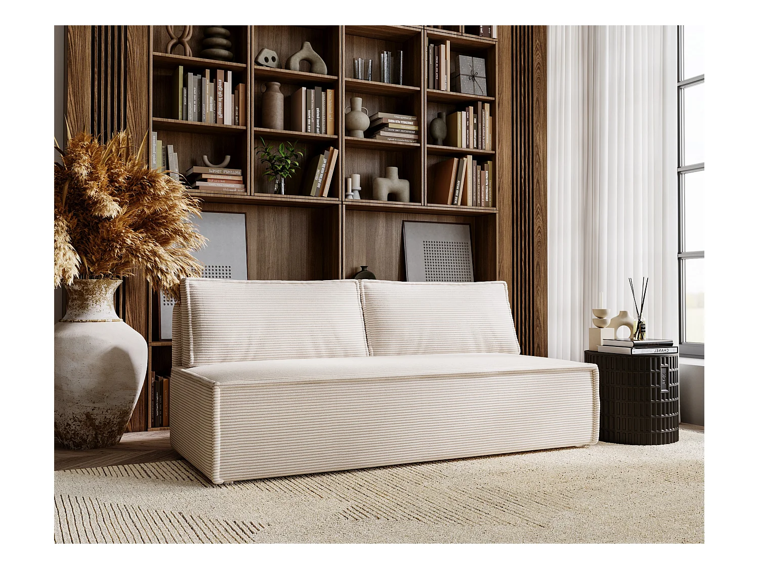 Sofa mit schlaffunktion und bettkasten, Schlafsofa DUO Poso Stoff - vielen farben Beige