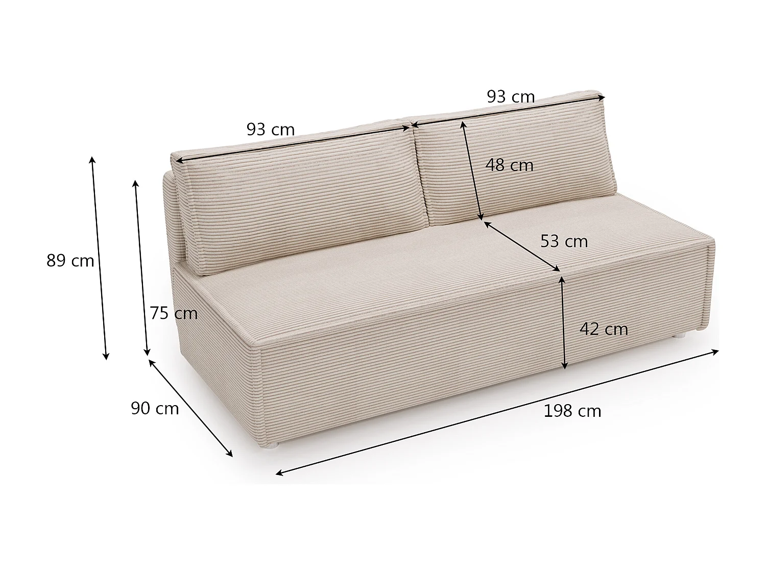 Canapé convertible DUO Poso en tissu - plusieurs coloris Beige